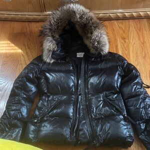 Black Puffer Jacket with Fur Hood